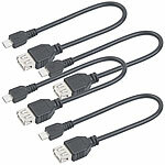 auvisio 4er-Set USB-OTG-Adapterkabel, Micro-USB Stecker zu USB-Buchse, 20 cm auvisio 