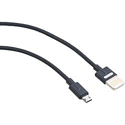 Callstel 2er-Set Lade- & Datenkabel USB auf Micro-USB, zweiseitige Stecker, 1 m Callstel Micro-USB-Kabel, verdrehsicher