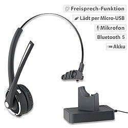 Callstel Profi-Mono-Headset mit Bluetooth, Geräuschunterdrückung, 15-Std.-Akku Callstel On-Ear-Mono-Headsets mit Bluetooth