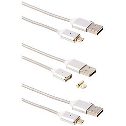 Callstel USB-Lade- & Datenkabel mit magnetischem Micro-USB-Stecker, 1m, 3er-Set Callstel USB-Kabel mit magnetischen Micro-USB-Steckern