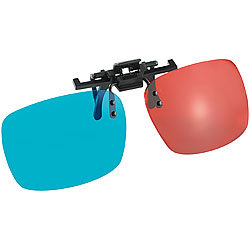 Somikon 3D-Aufsatz für Brillenträger, Anaglyphen-Technologie, Rot/Blau Somikon 3D-Brillen-Clips für Brillenträger