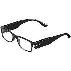 PEARL Modische Brille mit integriertem LED-Leselicht, ohne Sehstärke PEARL