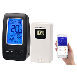 infactory Thermometer/Hygrometer-Datenlogger mit Außensensor & App-Unterstützung infactory Thermometer/Hygrometer-Datenlogger mit Außensensor und App