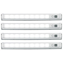 Lunartec 4er-Set Schwenkbare Lichtleisten, PIR, 9 SMD-LEDs, tageslichtweiß Lunartec