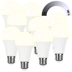 Luminea 9er-Set dimmbare LED-Lampen warmweiß, 11 W, E27, 2700 K, 1.050 lm Luminea LED-Tropfen E27 (warmweiß), dimmbar