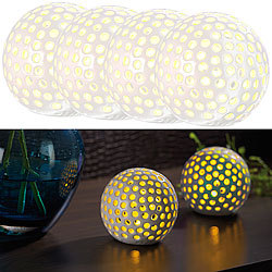 Lunartec 4er-Set kabellose LED-Dekoleuchten aus Keramik, Ø 83 mm Lunartec