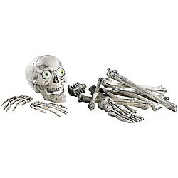 infactory 18-teiliges Grusel-Skelett: Totenschädel & Knochen mit Sound infactory Halloween-Figuren mit Sound und PIR-Sensor
