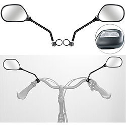 PEARL 2er-Set Fahrrad-Rückspiegel mit Lenkerhalterung, für rechts und links PEARL Fahrrad-Rückspiegel-Sets