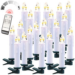 Lunartec FUNK-Weihnachtsbaum-LED-Kerzen mit FUNK-Fernbedienung, 20er-Set, weiß Lunartec 