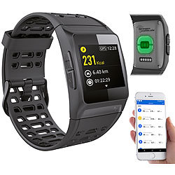 newgen medicals GPS-Sportuhr, Bluetooth, Fitness, Puls, Nachrichten, Farbdisplay, IP68 newgen medicals