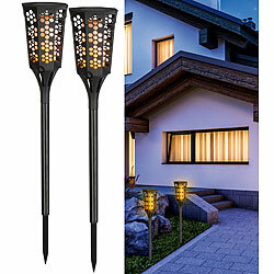 Lunartec 4er-Set LED-Solar-Gartenfackeln mit Flammen-Effekt und Akku, 78 cm Lunartec Solar-LED-Gartenfackeln
