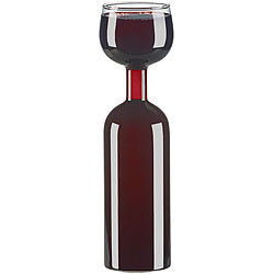 Rosenstein & Söhne 2in1-Weinflasche und XXL-Glas aus Echtglas, 750 ml Rosenstein & Söhne 2in1-Weinflaschen und XXL-Glas