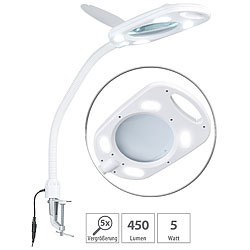 Lunartec Glas-LED-Lupenleuchte mit 5-facher Vergrößerung, 5 Watt, 450 Lumen Lunartec
