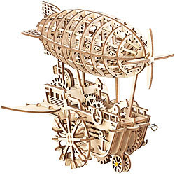 Simulus Aufziehbares Holz-Luftschiff im Steampunk-Stil, 349-teiliger Bausatz Simulus