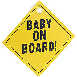 infactory Schild "Baby on Board" mit Saugnapfbefestigung, PVC, 135 x 135 mm infactory