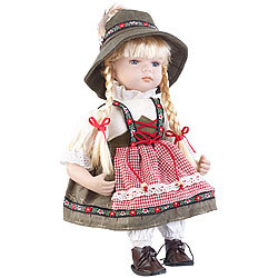 PEARL Sammler-Porzellan-Puppe "Anna" mit bayerischer Tracht, 34 cm PEARL Sammlerpuppen aus Porzellan
