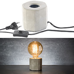 Lunartec Dekorative Beton-Tischleuchte für E27-Lampen, bis 40 Watt, grau Lunartec Deko Beton-Tischleuchten
