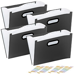 General Office 4er-Set Aktenordner mit 13 Fächern, Register & Tragegriff, schwarz General Office Aktenordner