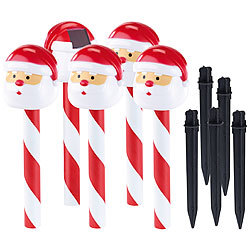 Lunartec Solar-LED-Gartenstecker "Weihnachtsmann", IP44, im 5er-Set Lunartec Solar-LED-Weihnachtsdekos für den Garten