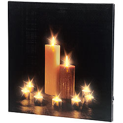 infactory Wandbild "Kerzenlicht" mit flackernder LED-Beleuchtung, 40 x 40 cm infactory LED Kerzen Wandbilder