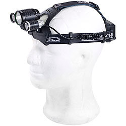 KryoLights Akku-Stirnlampe SL-1720.c mit 3 Cree-LEDs, 20 Watt, 1.800 Lumen, IPX4 KryoLights Akku-Stirnlampen