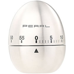 PEARL Kurzzeitmesser, Eieruhr aus Edelstahl, 60-Minuten-Timer und Signalton PEARL