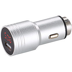 revolt Kfz-USB-Ladegerät mit Display, Metall-Gehäuse, QC 2.0, 12/24 V, 2,4 A revolt