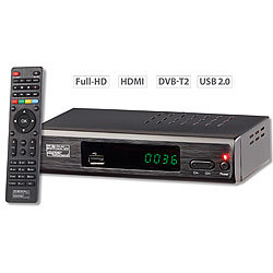 auvisio DVB-T2-Receiver mit H.265/HEVC für Full-HD-TV, HDMI & SCART, LAN, USB auvisio