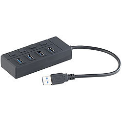 Xystec USB-3.0-Hub mit 4 Ports, einzeln schaltbar, bis 5 Gbit/s Xystec
