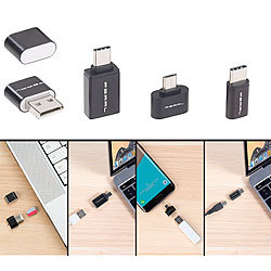 PEARL microSD-Kartenleser & USB-OTG-Adapter-Set für Micro-USB & USB Typ C PEARL
