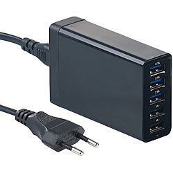revolt 6-fach-Ladestation mit 5-Port-USB-Netzteil, Smart Power, 40 Watt, 8 A revolt Multi-Ladestationen für USB-Mobilgeräte