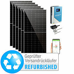 revolt 3,3kW Off-Grid-Solaranlage + 5,5kW Wechselrichter (Versandrückläufer) revolt Solaranlagen-Sets: Hybrid-Inverter mit Solarpanelen und MPPT-Laderegler