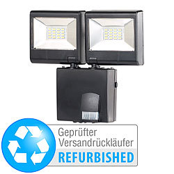 Luminea Duo-LED-Außenstrahler mit PIR-Sensor, 16 Watt,Versandrückläufer Luminea LED-Fluter mit Bewegungsmelder (tageslichtweiß)