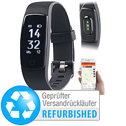 newgen medicals GPS-Fitness-Armband mit XL-Touch-Display, Versandrückläufer newgen medicals Fitness-Armbänder mit Herzfrequenz-Messung und GPS-Streckenaufzeichnung