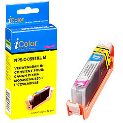 iColor Patrone für CANON (ersetzt CLI-551M XL), magenta mit CHIP iColor Kompatible Druckerpatronen für Canon-Tintenstrahldrucker