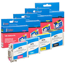 iColor Tintenpatronen-Color-Pack für Epson (ersetzt T3476 / 34XL), BK/C/M/Y iColor Multipacks: Kompatible Druckerpatronen für Epson Tintenstrahldrucker