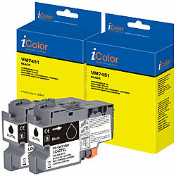 iColor 2er-Set Tinte für Brother, ersetzt LC427XLBK, schwarz, bis 12000Seiten iColor