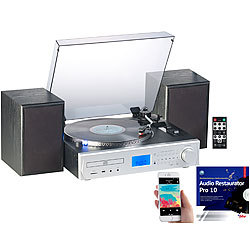 auvisio 5in1-Plattenspieler/Digitalisierer, CD, Bluetooth, Kassette, MP3, FM auvisio