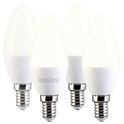 Luminea 4er-Set LED-Kerzen E14, C37, 3 W (ersetzt 30 W), 240 lm, warmweiß Luminea