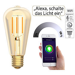 Luminea Home Control LED-Filament-Lampe, komp. zu Amazon Alexa & Google Assistant, 2200 K Luminea Home Control 