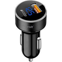 revolt Kfz-USB-Ladegerät, LED-Spannungsanzeige, USB-C PD & USB Typ A, 32 W revolt Kfz-USB-Netzteile mit Display und Quick Charge