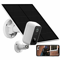VisorTech Outdoor-IP-Überwachungskamera mit 5-W-Solarpanel, Akku, Full HD, WLAN VisorTech Full-HD-IP-Überwachungskameras mit Akku, App und Solarpanel