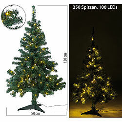 infactory Weihnachtsbaum mit Bodenständer, 120 cm, 250 Spitzen, 100 LEDs infactory