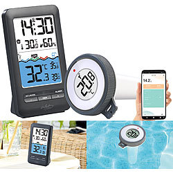 infactory Smartes WLAN-Teich- & Poolthermometer, Funk-Empfänger, App, IP67 infactory Funk-Poolthermometer mit WLAN und App
