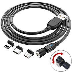 Callstel 4er-Set USB-Kabel, 12 Magnet-Stecker für USB C, Micro-USB, Lightning Callstel Magnetische USB-Ladekabel