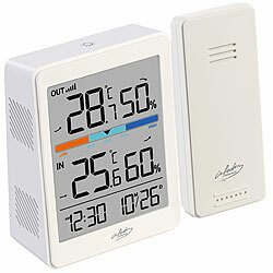 infactory Außen- und Innen-Thermometer und Hygrometer mit Funk-Außensensor, 60 m infactory Digitales Innen- & Außen Funk-Thermometer