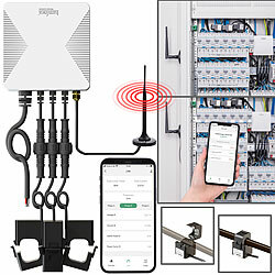 Luminea Home Control Smarter 3-Phasen-WLAN-Stromzähler & Echtzeit-Energiemonitor, 120A, App Luminea Home Control