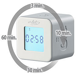 infactory Digitaler Timer-Würfel mit 4 Zeiten, LCD-Display, Alarm, 6 x 6 x 5,5cm infactory