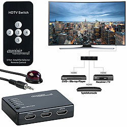 auvisio 5-fach-HDMI-Umschalter mit Fernbedienung, HDMI 2.0, bis 4K UHD auvisio