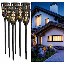 Lunartec 8er-Set LED-Solar-Gartenfackeln mit Flammen-Effekt und Akku, 78 cm Lunartec